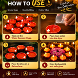 Water Sensor Diya Electric LED Diyas (Pack of 12)