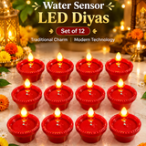Water Sensor Diya Electric LED Diyas (Pack of 12)